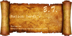 Balics Teréz névjegykártya